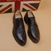 Euro Step Men's Business Casual Leather Crocodile Pattern Trendy Thick-Soled Brogue Carved Platform Height-Increasing Work Shoes_vogvips.com