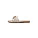 Women's Square Toe Flat Sandals plus Size Printed Peep Toe Open Toe Chain Buckle Casual Footwear_vogvips.com