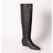Cowhide Version~-Inner Height Increase Black Genuine Leather Long For Women, Over-the-Knee Style, Small Square Toe, Flat_vogvips.com