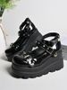 Thick-Soled Black Platform Wedge High Heel Heart Buckle Strap Women's Single Japanese Sweet Princess Shoes_vogvips.com