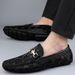 British Style Top Layer Loafers Men's Summer Breathable Slip-On Office Soft Leather Flat Shoes_vogvips.com
