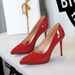 High Heels Women's Shoes Thin Heels Patent Leather Shallow Mouth Pointed Head Super High Heel Waterproof Table Shoes_vogvips.com