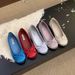 Red Shallow Mouth Single Shoes For Women Spring New French Style Gentle Fairy Blue Ballet Flat Loafers_vogvips.com