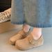 Retro Buckle Flat Shoes For Women, 2025 Autumn New Korean Style Loafers, Thick-Soled Moccasins_vogvips.com