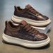 Men's Leather Sneakers Winter Embossed Luxury Casual Trendy White Shoes Lightweight Comfort Non-slip Durable Breathable Classic_vogvips.com