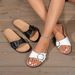 The New Summer Metallic Buckle Fashion All-match Cork Mid-heel Platform Women Sandals Slippers_vogvips.com