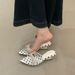 Rhinestone Pointed-toe Sandals For Women, 2026 Summer New Arrival, Elegant Wedge Heel Mules, Polka Dot Soft Outer Wear Mid-heel Sandals_vogvips.com