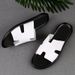 Men's Slip-on Open Toe Flat Flat Dock Layer Cowhide Beach Shoes Summer Slippers Jaadu_vogvips.com