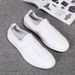 Euro Step Loafers Men Surface Soft Sole Slip-On Men's Casual Sneakers Summer Lazy White Shoes_vogvips.com
