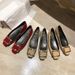 Celebrity Elephant Gray Patent Leather Toe Square Buckle Flat Heel Shallow Mouth Temperament Women S Shoes_vogvips.com