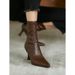 Super Soft~French Style Sexy Pointed Toe Small Stretch Slim Short Cat High Heel And Bare Thin Single Boots For Women_vogvips.com