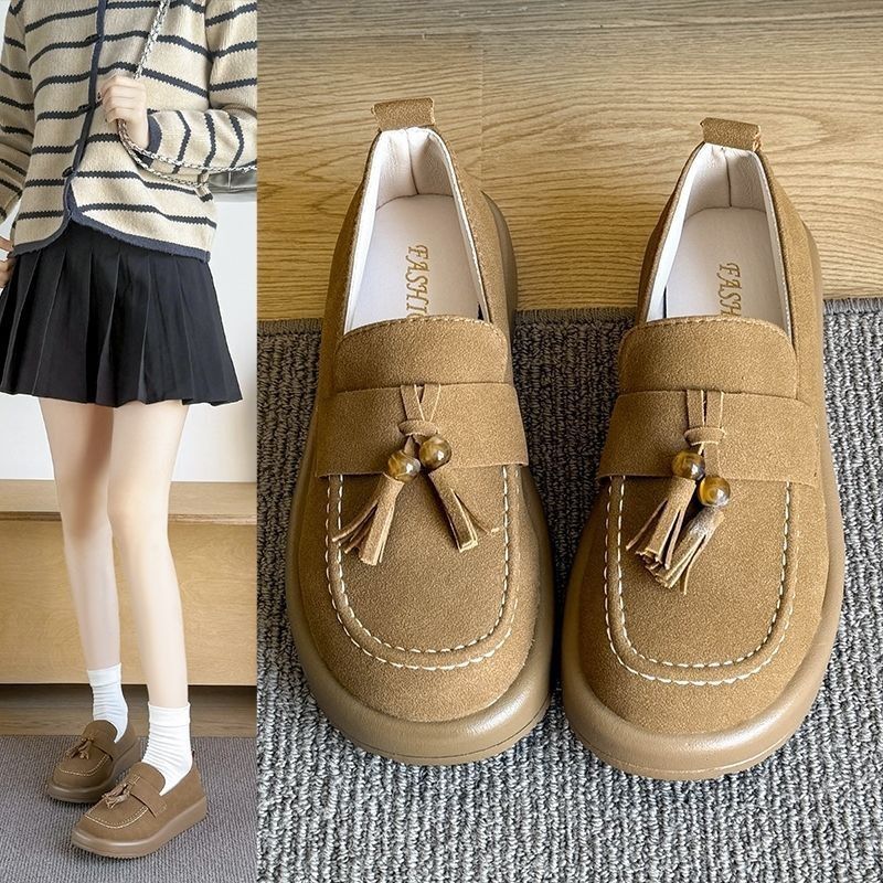 Women's Single Shoes, 26 Spring New Style, Retro Round-toe Loafers, Casual Flat Shoes_vogvips.com
