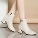 Real Soft Leather Short For Women, Chunky Heel Martin Pointed Toe, Autumn And Winter New Style, Warm Fleece-Lined_vogvips.com