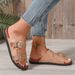 Double-layer Sole Slippers For Women, Summer Outdoor Wear, One-Strap Flat Slippers, Beach Flat Roman , European And American Style_vogvips.com