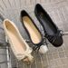 Bowknot Flat-soled New Spring Korean Style Color-blocked Retro 2023 Loafers Mary Jane Shoes Square Toe Shallow Cut_vogvips.com