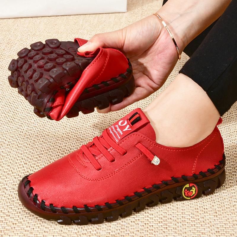 Platform Loafers Women's Casual Shoes 2024 New Summer Leather Flats Comfortable Slip On Mom Shoe Plus Size Oxfords Mujer Zapatos_vogvips.com