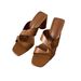 Z Brand 2023 Spring New Women's Shoes Brown Chunky Simple Open-Toe Outdoor High Heel Mules Sandals For Women_vogvips.com