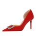 3226-AK75 European And American Style Banquet Women's Stiletto High Heels, Shallow Pointed Toe, Side Cutout With_vogvips.com