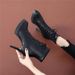 High Heel Short Boots For Women, European And American Style, Lace-Up Slim Internet Celebrity Sexy Pointed Toe Stiletto_vogvips.com