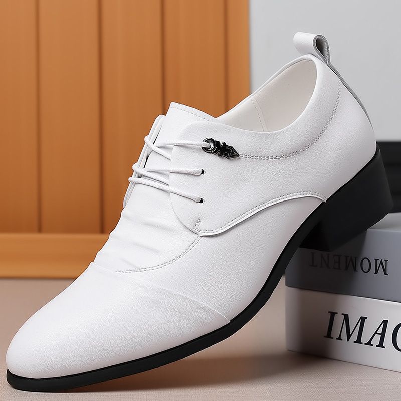 2025 Spring And Autumn Business Dress Invisible Heightening Lace Up Pointed Leather White Dance Shoes Men's 2257_vogvips.com