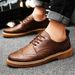 Euro Step New British Style Casual Leather For Men Business Formal Groomsmen Black Wedding Shoes Korean Brogue Pattern_vogvips.com