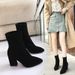 British Style Short For Women Winter Thick Low Tube Pointed Toe High Chunky Heel Slim 2021 New Fashion Boots_vogvips.com