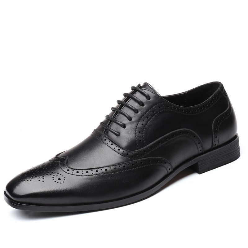 Euro Step Large Size Summer Autumn New British Brogue Carved Business Leather Shoes Men's Korean Version Hairstylist Trendy Casual_vogvips.com