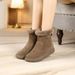 2023 Winter New Women's Snow Leather And Fur Integrated Thickened Mid-Calf Boots With Fleece Platform Sole Northeastern_vogvips.com