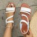 Casual Women's Braided Strap Flat Sandals Open Toe Comfort White Summer Beach Shoes Large Size_vogvips.com