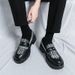 Loafers, Brogue Carved Trendy Thick-soled Height-increasing Slip-ons, Business Casual Large-toe Leather Shoes, Men's_vogvips.com