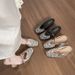 Sheepskin Version~French-style Rhinestone Closed-toe Mules, Summer Fairy Style, Stunning For Outdoor Wear, With Internal_vogvips.com