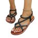 Women's Casual Flat Thong Sandals For Foreign Trade, 2026 New Model, Woven Slip-On Roman Beach Shoes, Large Size 43_vogvips.com