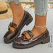 Platform Slip-on Low Top Single Shoes New Women's Thick Heel Bow Loafers_vogvips.com