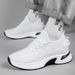Inner Height-increasing Fly-woven Running Shoes, Platform Muffin Mesh Sneakers_vogvips.com