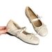 Soft Leather Version ~ 5cm Internal Height Increase, Shallow Mouth, New Spring Mary Jane Women's Cute Bow Ballet Silver_vogvips.com