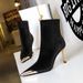 319-10 European And American Style Party For Women, Ultra-high Thin Heel, Shallow Cut, Metallic Pointed Toe, Suede Short_vogvips.com