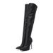 Women's Fashion Pointed Toe Checkered Knee-High Boots With Side Zipper, Stretch Fit & Stiletto Heel For Stylish Outfits Inner Zipper And Elastic Heel._vogvips.com