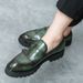Men's British Style Chunky Sole Round Toe Loafers - Breathable PU Leather Casual Work Shoes For Wedding & Business Occasions_vogvips.com