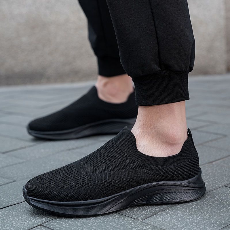 Cross-border Men's Fly-knit Running Shoes, Spring/summer Low-top Slip-on Mesh Lightweight Breathable Casual Walking_vogvips.com