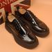 Euro Step Men's British Style Brogue Thick Sole Shiny High-End Casual Genuine Lace-Up Fashion Versatile Leather Shoes_vogvips.com
