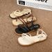Cross-border 2025 New Model Women's Summer Slip-on Outdoor Wear, Flat Roman Sandals, One-strap Thong Sandals For Women,_vogvips.com