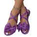 Fabric Cross-border Bow Flat 2026 Summer Cross-strap Soft-soled Large-size Beach Sandals For Women In Stock_vogvips.com