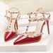 9616-56 European And American Style Sexy Nightclub High Heels Patent Leather Metal Rivets Sexy Nightclub Women's Shoes Roman Sandals_vogvips.com