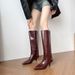 Angora Red Pointed-Toe Knee-High Boots - Fashion Riding Boots With Stiletto Heel For Women | 3-5cm Slim Block Heel_vogvips.com