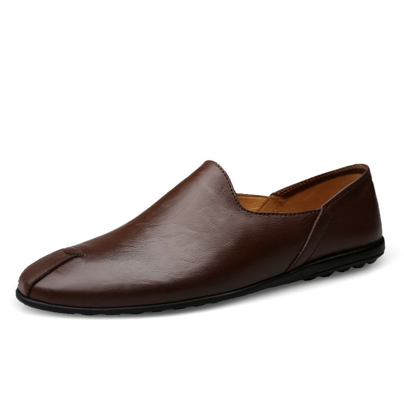 Spring and summer new first layer cowhide bean shoes casual trend men's shoes_vogvips.com