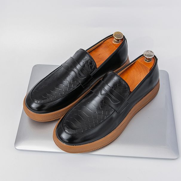 New Fashion Genuine Leather Retro Business Men's Casual Shoes Black Daily Office Loafers One-step Driving Party Dress Wedding Men's Shoes_vogvips.com