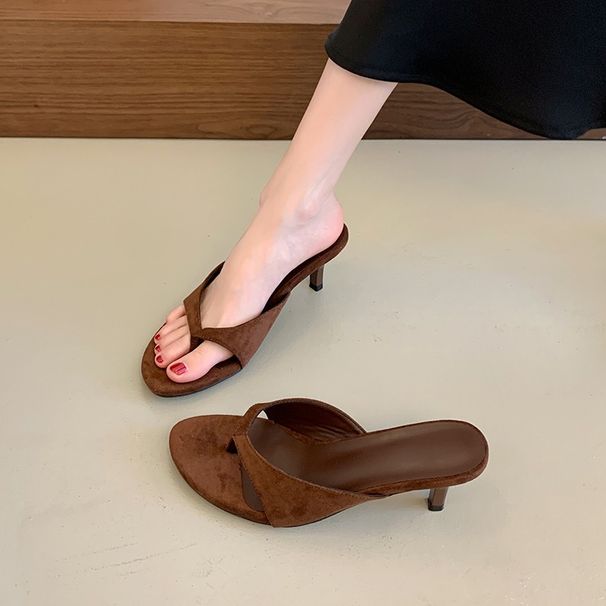 New Style Elegant Flip Flops Mid Heel Sandals, Summer Plus Size, Export Style, Stiletto Heel Sandals For Women, Suitable For Outdoor Wear_vogvips.com