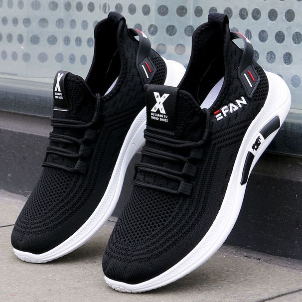 Men's White Breathable Mesh Sneakers Trendy Versatile Casual Lightweight Soft Soled Sports Shoes Cross Border Low Top_vogvips.com