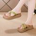Summer New Women's Shoes Fashionable Versatile Thick-soled One-word Women's Slippers Wear Cool Slippers Beach Shoes_vogvips.com
