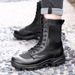 European Warm Series Men's Martin Summer Mesh Breathable Black High Waist Side Zipper Subway Check Combat Boots Security Training Shoes_vogvips.com